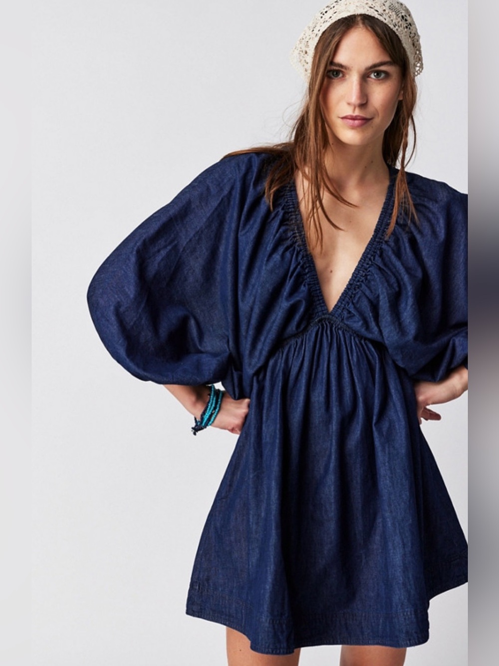 Free people portia denim mini dress
